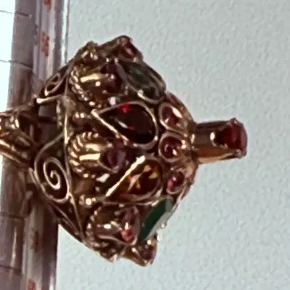 Vintage 10K Yellow Gold Ruby and Multi Gemstone Princess/Harem Ring Sz 8-1/4